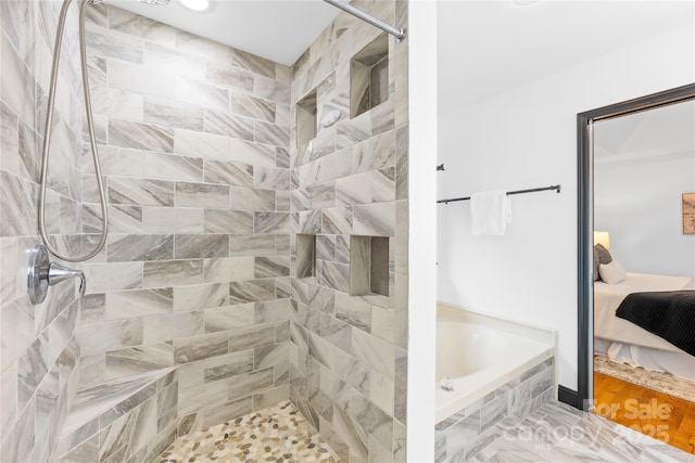 4339 Shannamara Dr, Matthews, NC 28104 - ensuite bathroom featuring a tile shower and a bath