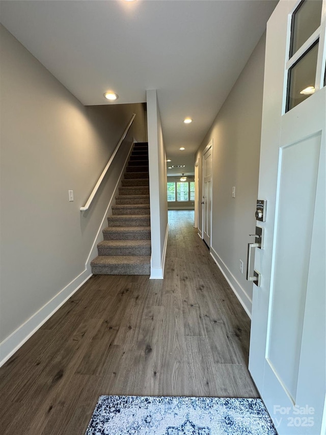 2012 Crown Point Dr Unit A, Albemarle, NC 28001 - stairs with wood finished floors, baseboards, and recessed lighting