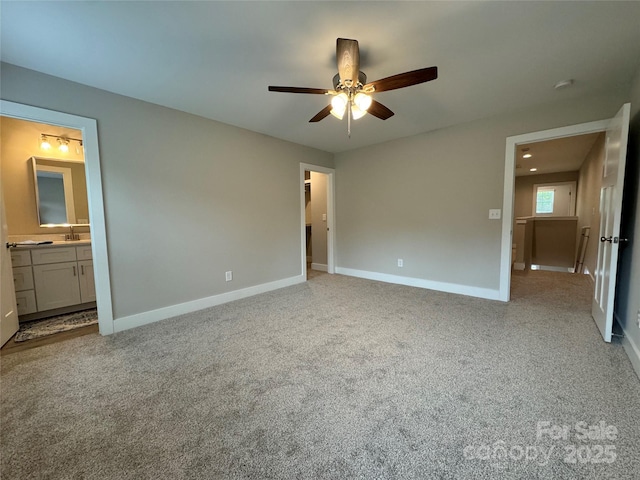 2012 Crown Point Dr Unit A, Albemarle, NC 28001 - unfurnished bedroom with baseboards, a sink, ensuite bath, and carpet floors