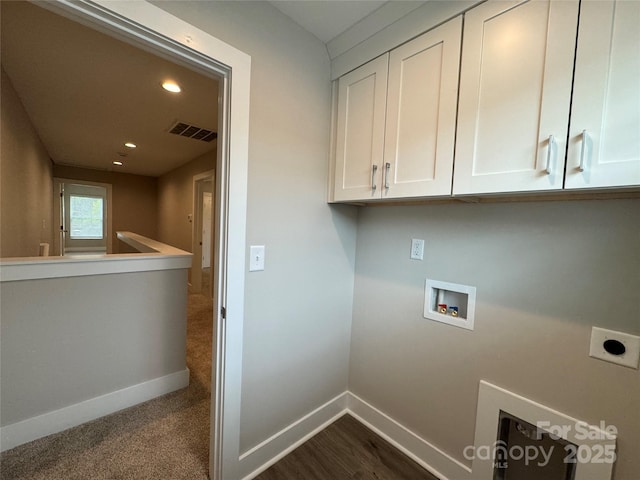 2012 Crown Point Dr Unit A, Albemarle, NC 28001 - washroom with cabinet space, hookup for an electric dryer, baseboards, hookup for a washing machine, and recessed lighting