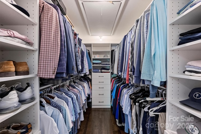 5806 Bentway Dr, Charlotte, NC 28226 - spacious closet with attic access and wood finished floors