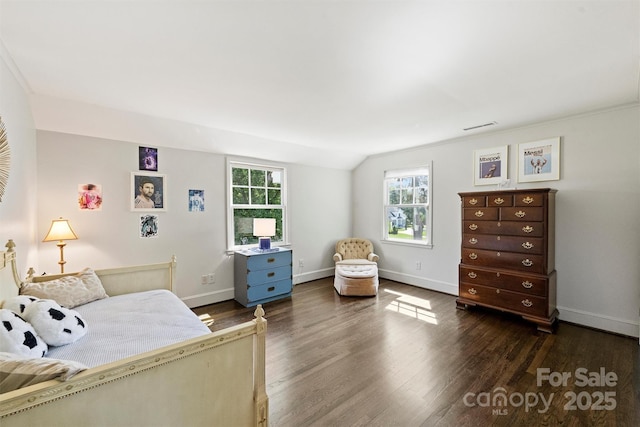 5806 Bentway Dr, Charlotte, NC 28226 - bedroom with wood finished floors, baseboards, and vaulted ceiling