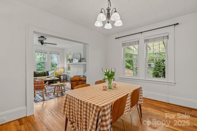 30 Joyner Ave, Asheville, NC 28806 - dining room with healthy amount of natural light, ornamental molding, light wood-style floors, a chandelier, and a ceiling fan