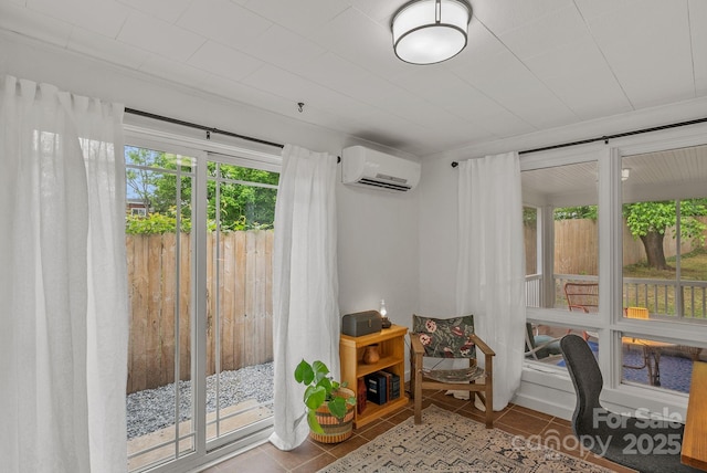 30 Joyner Ave, Asheville, NC 28806 - tiled home office with a wall mounted air conditioner and plenty of natural light