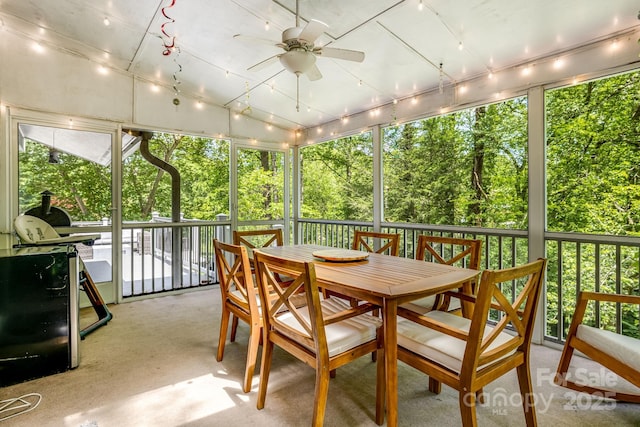 2044 Glenheath Dr, Hendersonville, NC 28791 - sunroom with ceiling fan and outdoor dining space
