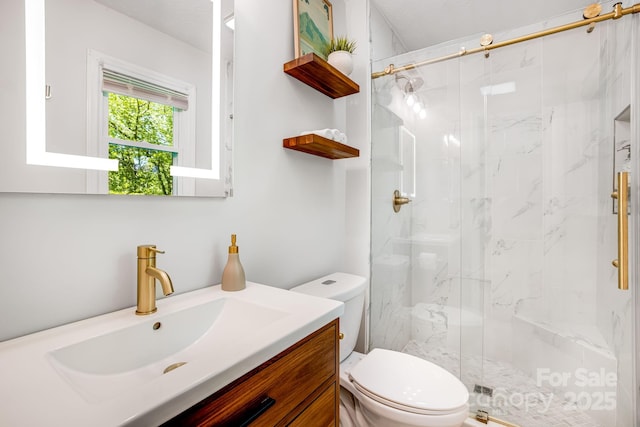 2044 Glenheath Dr, Hendersonville, NC 28791 - full bathroom with toilet, a marble finish shower, and vanity