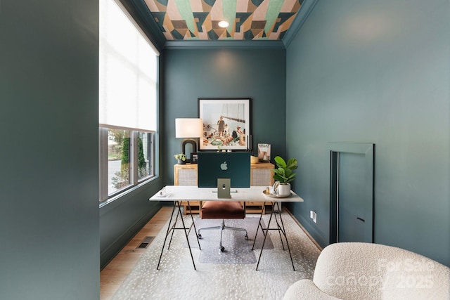 17416 Gillican Overlook Rd, Davidson, NC 28036 - office featuring plenty of natural light, wood finished floors, and crown molding
