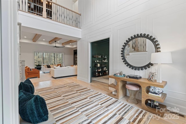 17416 Gillican Overlook Rd, Davidson, NC 28036 - foyer with light wood-style floors, recessed lighting, and a high ceiling