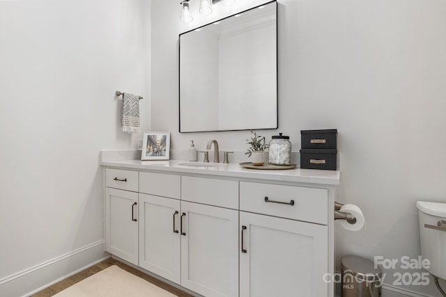 17416 Gillican Overlook Rd, Davidson, NC 28036 - bathroom with vanity, toilet, and baseboards