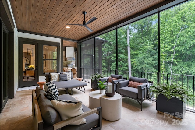 17416 Gillican Overlook Rd, Davidson, NC 28036 - sunroom / solarium with outdoor lounge area and a ceiling fan