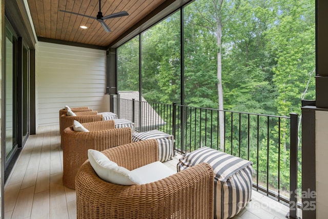 17416 Gillican Overlook Rd, Davidson, NC 28036 - sunroom featuring ceiling fan