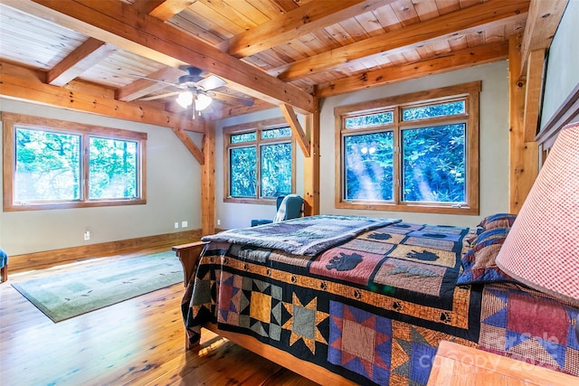 58 Great Aspen Way, Black Mountain, NC 28711 - bedroom with hardwood / wood-style floors, multiple windows, wood ceiling with exposed beams, and baseboards