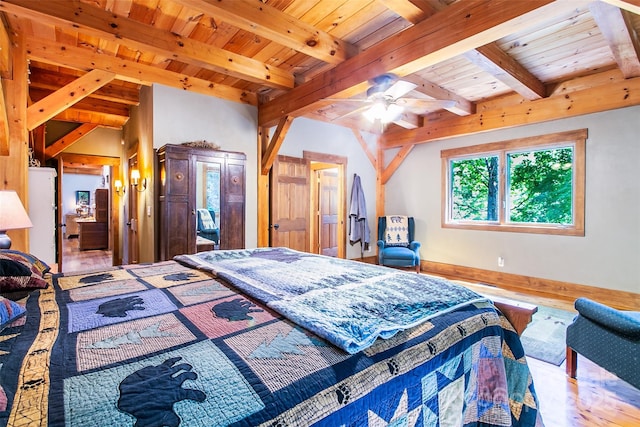 58 Great Aspen Way, Black Mountain, NC 28711 - bedroom featuring wood finished floors, baseboards, and wooden ceiling with exposed beams