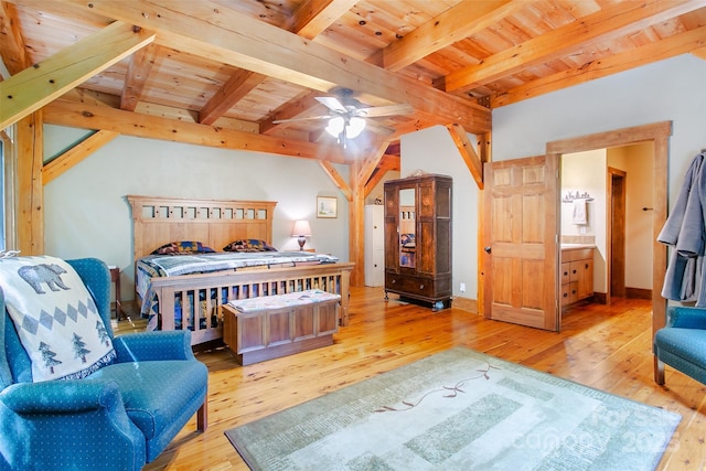 58 Great Aspen Way, Black Mountain, NC 28711 - bedroom featuring wood-type flooring and wooden ceiling with exposed beams
