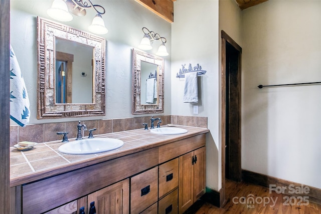 58 Great Aspen Way, Black Mountain, NC 28711 - full bath with double vanity and wood finished floors