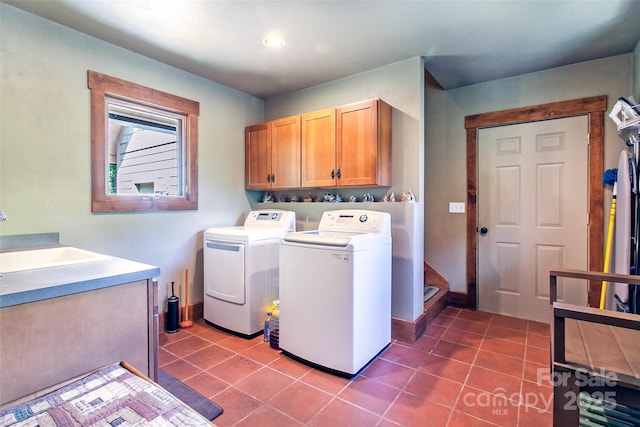 58 Great Aspen Way, Black Mountain, NC 28711 - laundry room with cabinet space, washer and clothes dryer, dark tile patterned flooring, baseboards, and recessed lighting