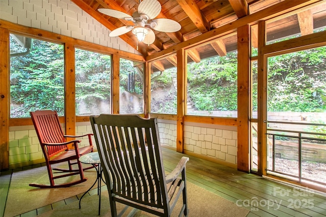 58 Great Aspen Way, Black Mountain, NC 28711 - sunroom / solarium with a ceiling fan, wooden ceiling, and wood-type flooring