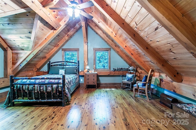58 Great Aspen Way, Black Mountain, NC 28711 - bedroom with hardwood / wood-style floors, wood ceiling, and lofted ceiling