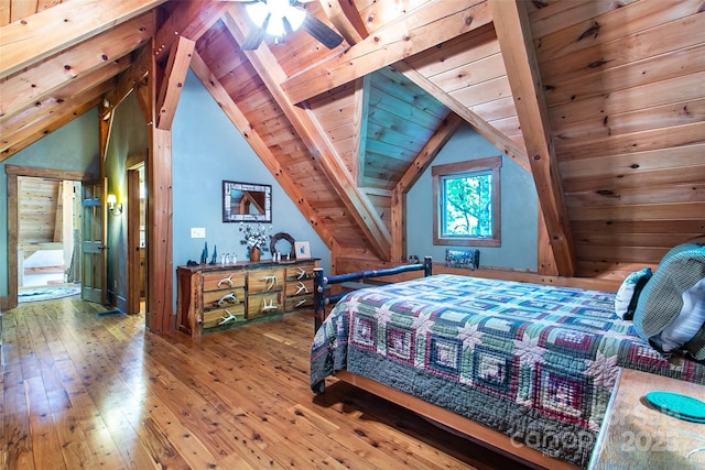 58 Great Aspen Way, Black Mountain, NC 28711 - bedroom featuring wood-type flooring, vaulted ceiling, and wooden ceiling