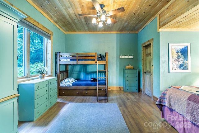 58 Great Aspen Way, Black Mountain, NC 28711 - bedroom with wood finished floors, wooden ceiling, crown molding, and a ceiling fan