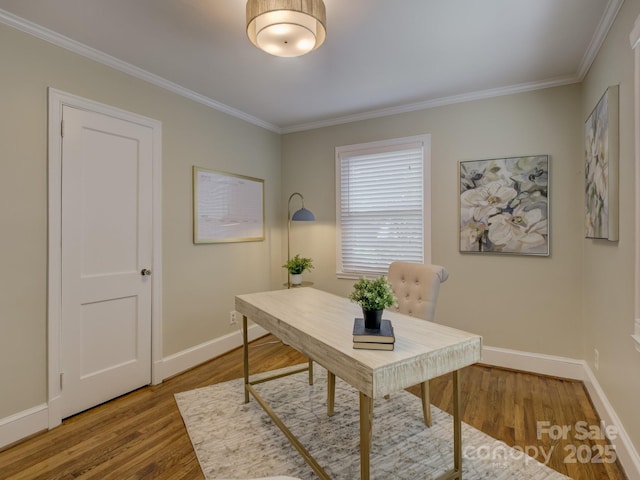 1069 Sedgefield Rd, Charlotte, NC 28209 - office area with wood finished floors, ornamental molding, and baseboards