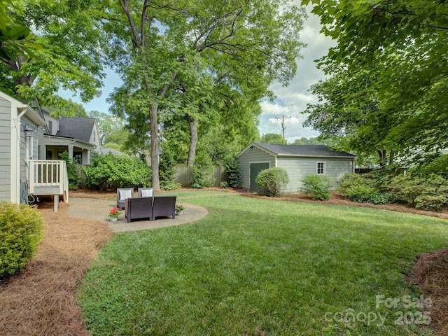1069 Sedgefield Rd, Charlotte, NC 28209 - view of yard featuring an outbuilding and a patio area