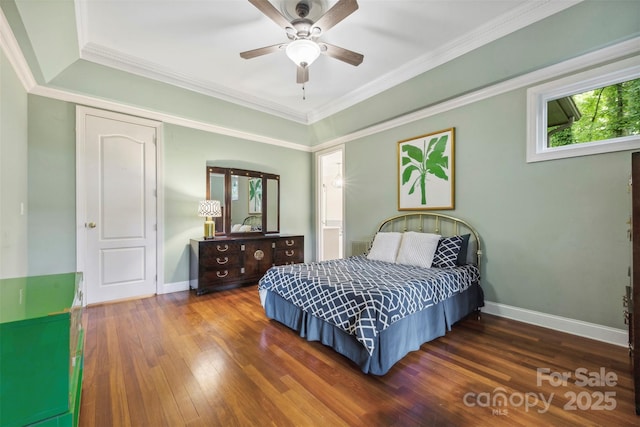 3932 Rounding Run Rd, Charlotte, NC 28277 - bedroom featuring wood finished floors, baseboards, ceiling fan, and crown molding
