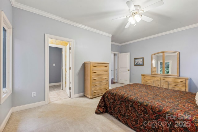 3932 Rounding Run Rd, Charlotte, NC 28277 - bedroom with ornamental molding, carpet, baseboards, and a ceiling fan