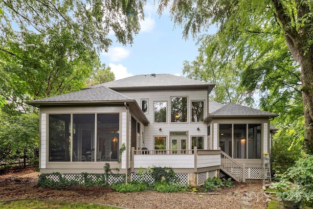 3932 Rounding Run Rd, Charlotte, NC 28277 - back of property featuring a sunroom and a shingled roof