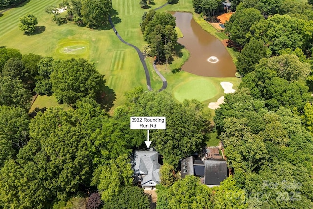 3932 Rounding Run Rd, Charlotte, NC 28277 - drone / aerial view of a large body of water, a golf club, and a tree filled landscape