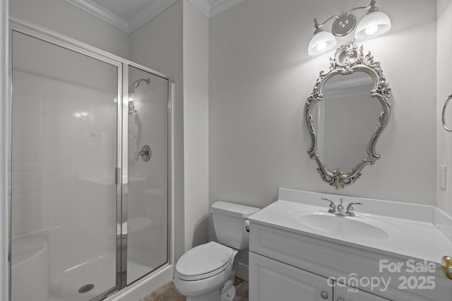3932 Rounding Run Rd, Charlotte, NC 28277 - full bath featuring crown molding, vanity, and a shower stall