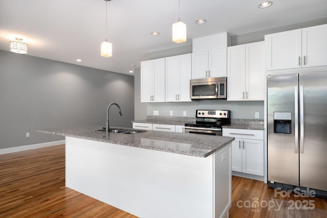 200 N Skyloft Dr Unit 2, Asheville, NC 28801 - kitchen featuring stainless steel appliances, a sink, dark wood-type flooring, white cabinets, and recessed lighting