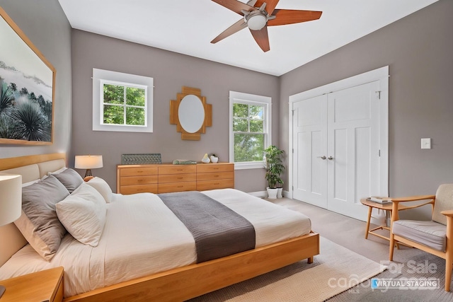 200 N Skyloft Dr Unit 2, Asheville, NC 28801 - bedroom with multiple windows, light colored carpet, a closet, and baseboards