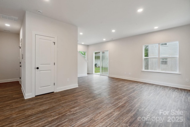 746 Shasta St NW, Concord, NC 28027 - spare room with dark wood-style flooring, baseboards, and recessed lighting