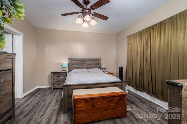 167 Brown Watterson Rd, Cherryville, NC 28021 - bedroom featuring dark wood-style flooring, baseboards, and a ceiling fan