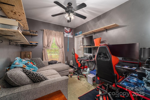 167 Brown Watterson Rd, Cherryville, NC 28021 - home office with a ceiling fan and carpet