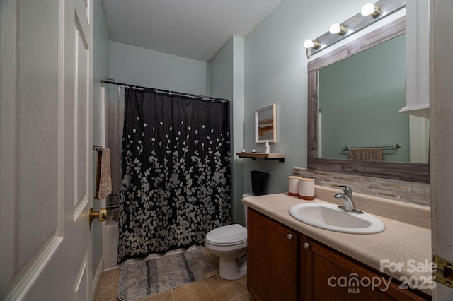 167 Brown Watterson Rd, Cherryville, NC 28021 - full bath featuring toilet, vanity, a shower with curtain, and tile patterned floors