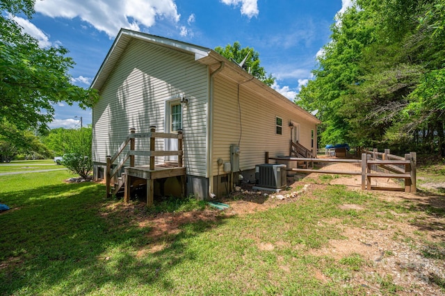 167 Brown Watterson Rd, Cherryville, NC 28021 - view of home's exterior with central AC and a lawn