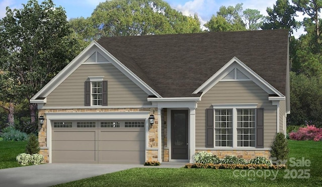 7324 Jolly Brook Dr, Charlotte, NC 28215 - view of front of home featuring stone siding, a shingled roof, and concrete driveway