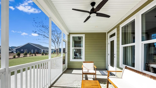 7324 Jolly Brook Dr, Charlotte, NC 28215 - balcony with a porch, a ceiling fan, and a residential view