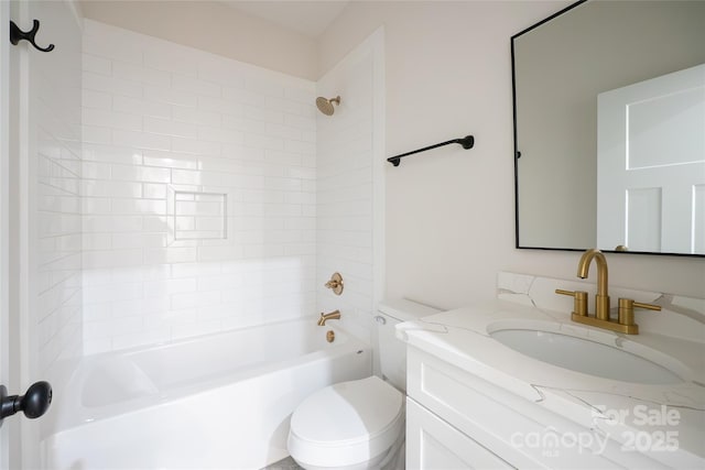 7426 Hambright Rd, Huntersville, NC 28078 - bathroom with vanity, bathing tub / shower combination, and toilet