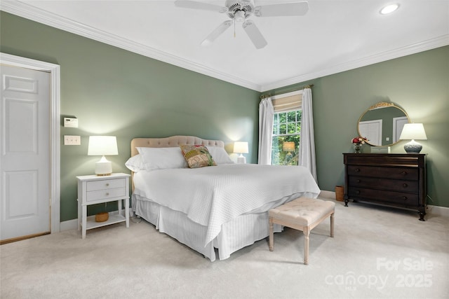 216 Saint Andrews Blvd, Campobello, SC 29322 - bedroom featuring carpet, ornamental molding, a ceiling fan, and recessed lighting