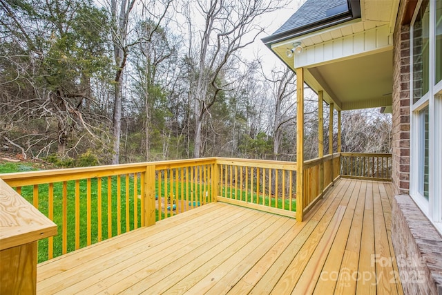 149 Beauchamp Oaks Ct, Advance, NC 27006 - wooden terrace with view of scattered trees