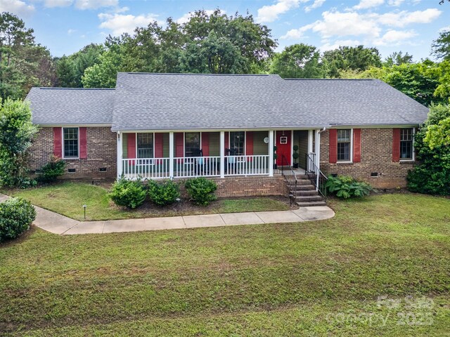 8544 Houston Ridge Rd, Charlotte, NC 28277 - single story home featuring crawl space, covered porch, roof with shingles, and brick siding