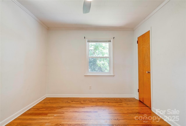 619 E Sanders Rd, Shelby, NC 28150 - empty room with ornamental molding, light wood-type flooring, a ceiling fan, and baseboards