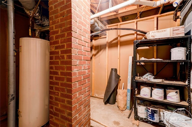 619 E Sanders Rd, Shelby, NC 28150 - storage area with gas water heater