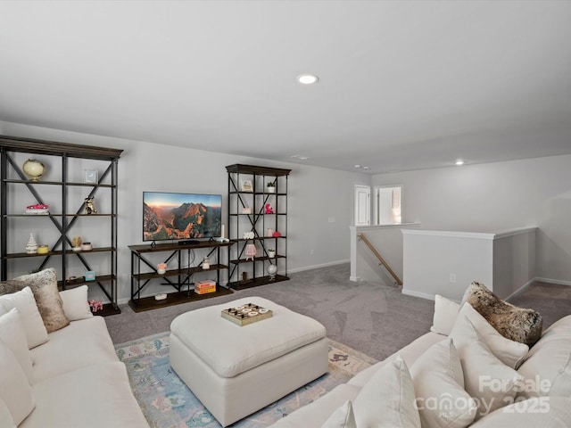 5581 Soft Shell Dr, Lancaster, SC 29720 - carpeted living room with baseboards and recessed lighting