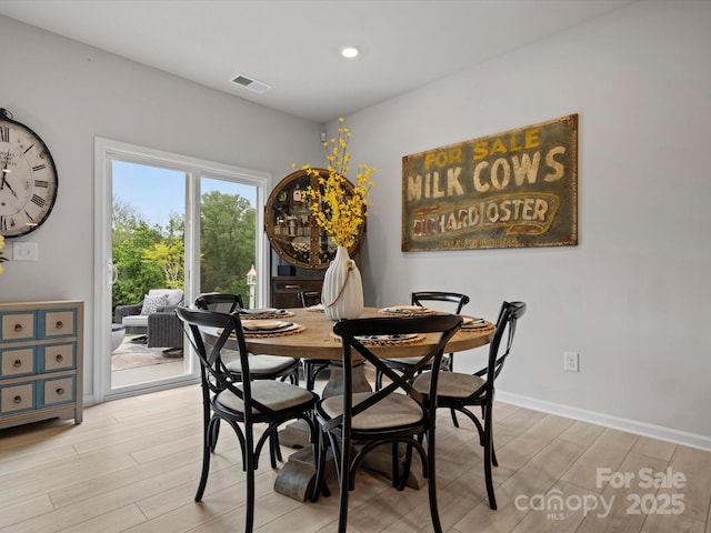 5581 Soft Shell Dr, Lancaster, SC 29720 - dining space with light wood-style flooring, recessed lighting, and baseboards