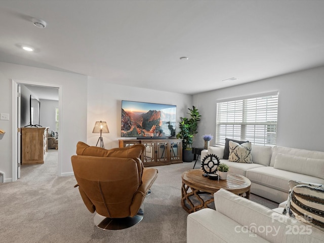 5581 Soft Shell Dr, Lancaster, SC 29720 - living room featuring light carpet and baseboards