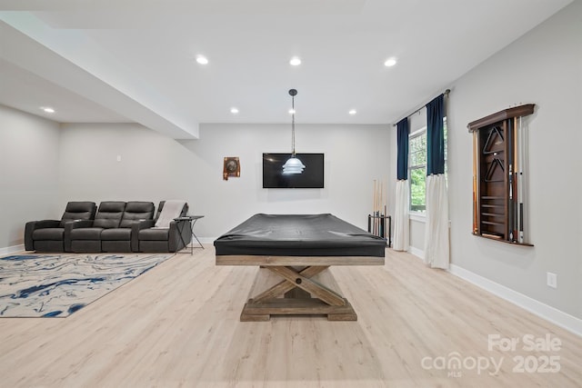 685 Knollcrest Dr NE, Concord, NC 28025 - rec room with wood finished floors, baseboards, recessed lighting, and billiards table
